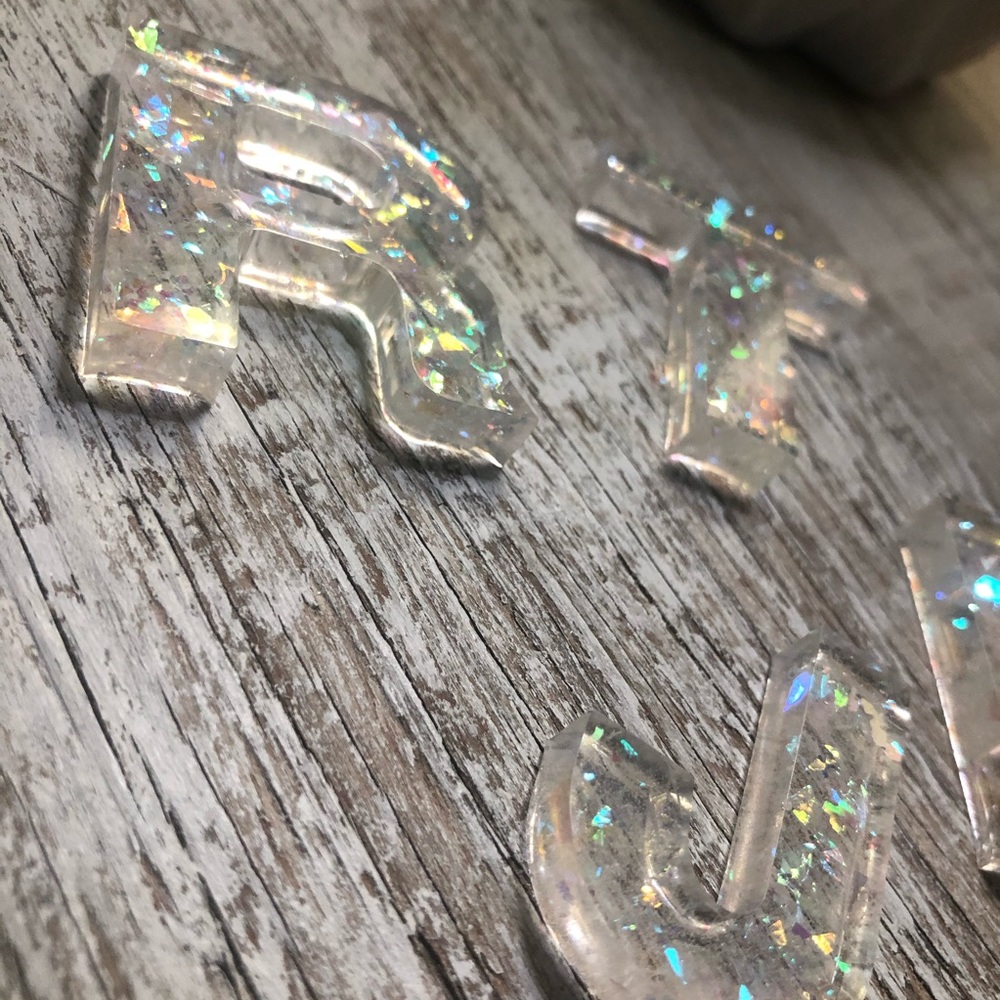 Aurora Rainbow Confetti Custom Letter Keychain - Picture 10 of 17